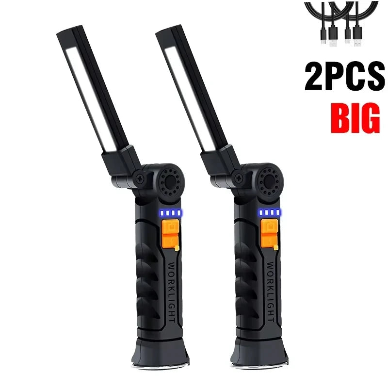 Lanterna LED COB Ricaricabile USB Portatile Magnetica Lampada Lavoro Camping