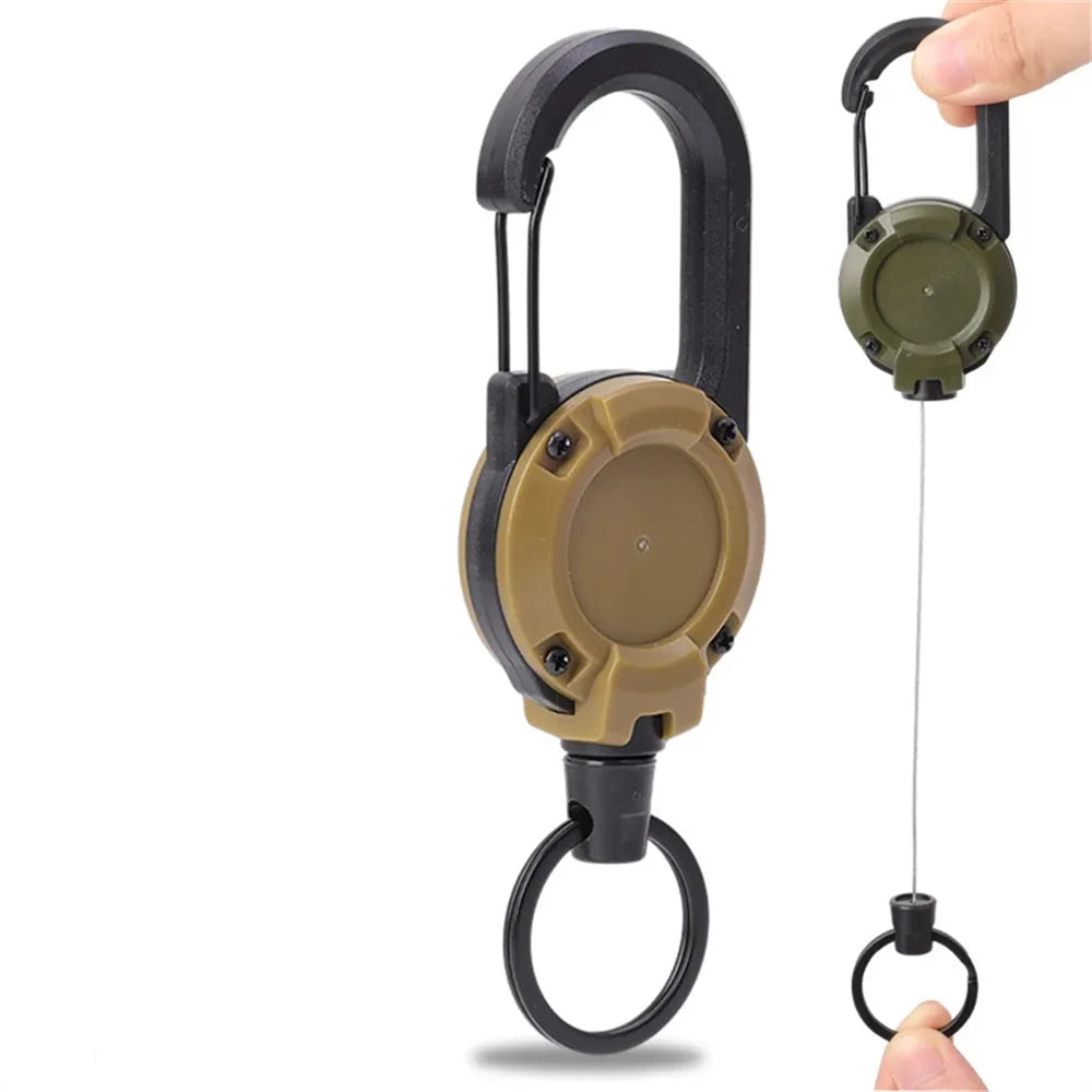 Porta badge retrattile robusto cavo acciaio antifurto clip portachiavi camping