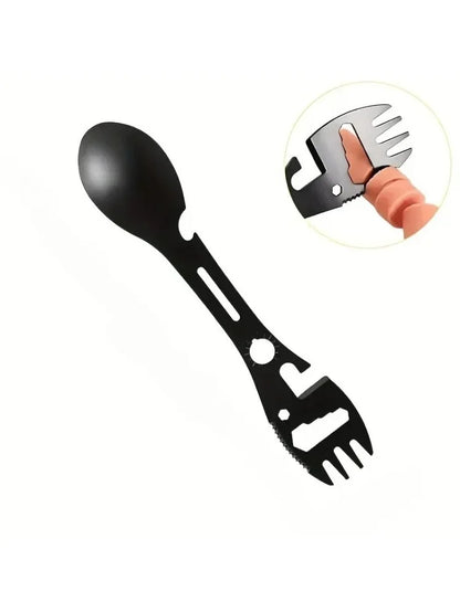 Coltellino Multifunzione EDC con Fischietto Spork Apribottiglie Chiave Survival