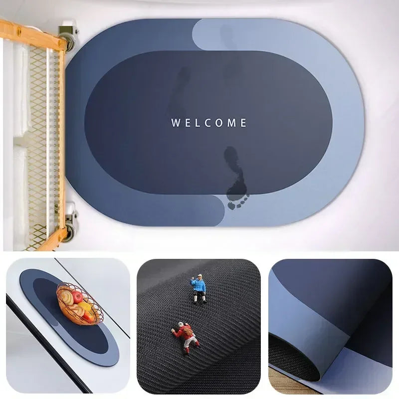 Tappetino bagno assorbente microfibra corallo asciugatura rapida antiscivolo