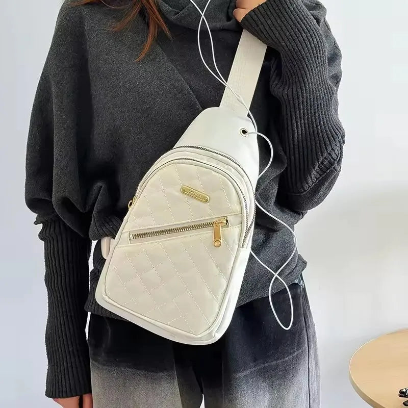 Borsa a tracolla petto donna grande capacità ricamata multitasche outdoor casual