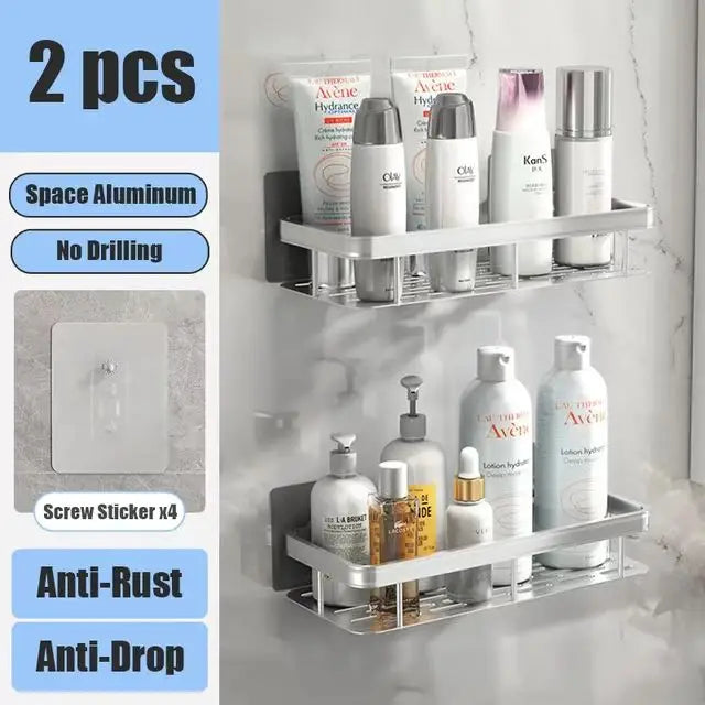 Mensola bagno angolare a parete senza forare in alluminio porta shampoo doccia