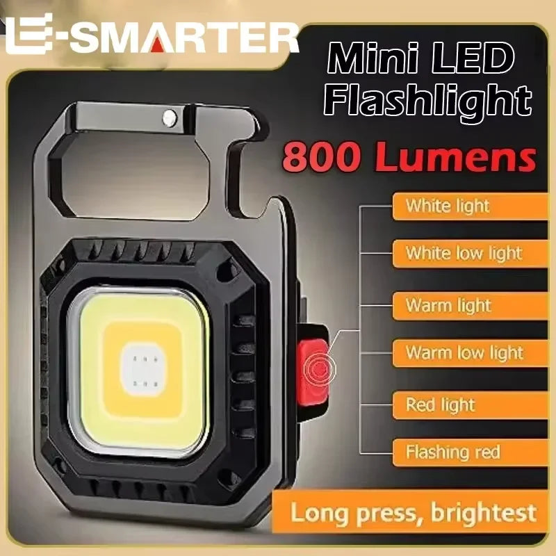 Torcia Tascabile LED COB Magnetica Ricaricabile USB 800LM 7 Modi Camping