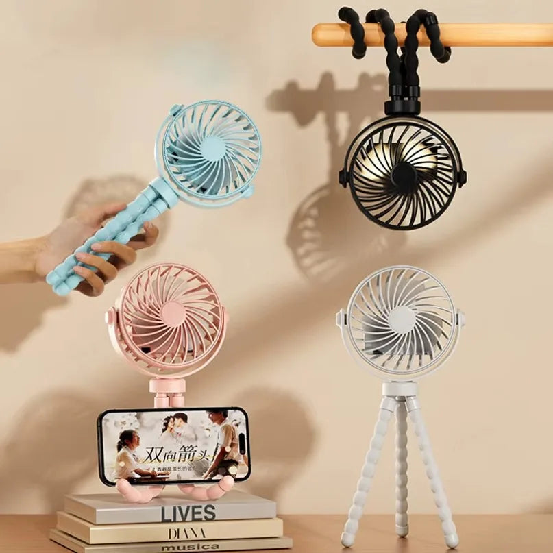 Ventilatore a Clip per Passeggino USB Ricaricabile Mini Pieghevole Silenzioso