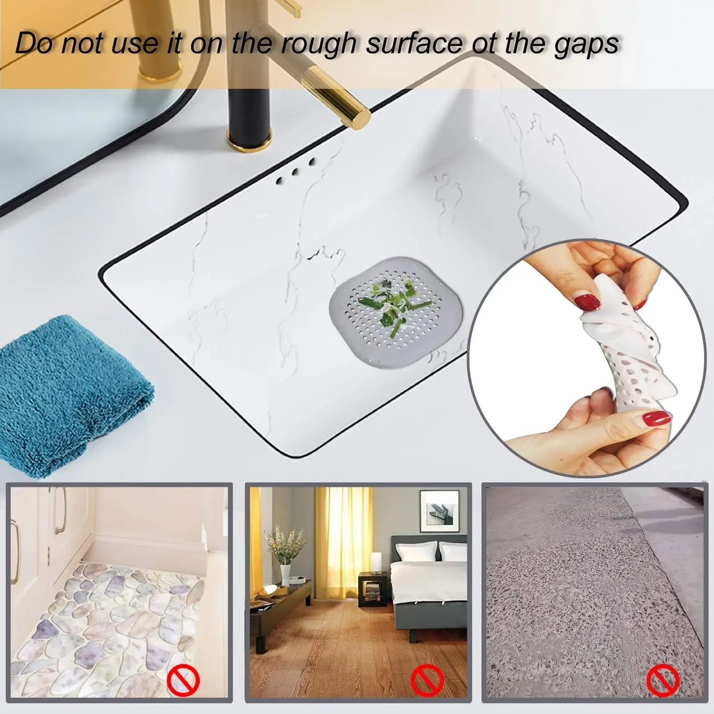 Tappo Scarico Silicone Filtro Salvacapelli per Lavabo Doccia Cucina Bagno