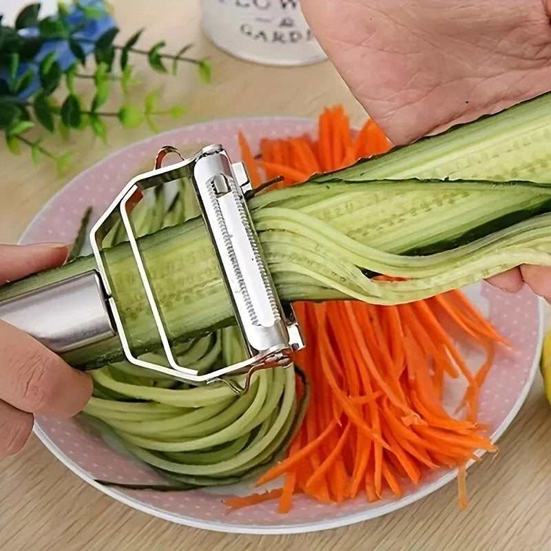 Pelaverdure e Pelapatate Doppia Lama Acciaio Inox Multiuso per Frutta e Verdura