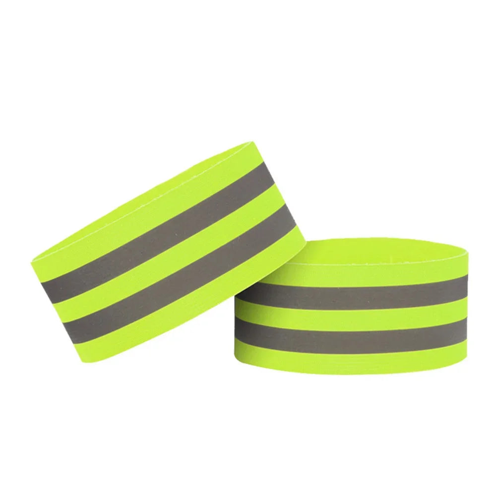 Set 4pz fasce riflettenti polso caviglia braccio gamba alta visibilità