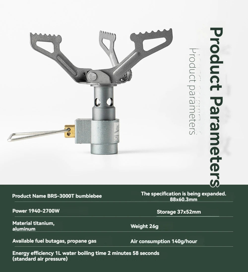 BRS-3000T Fornello a Gas Titanio 25g Portatile Ultra Leggero Campeggio