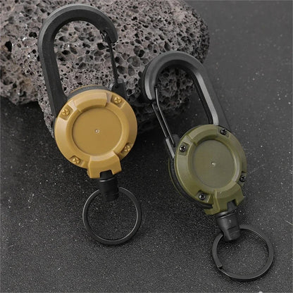 Porta badge retrattile robusto cavo acciaio antifurto clip portachiavi camping