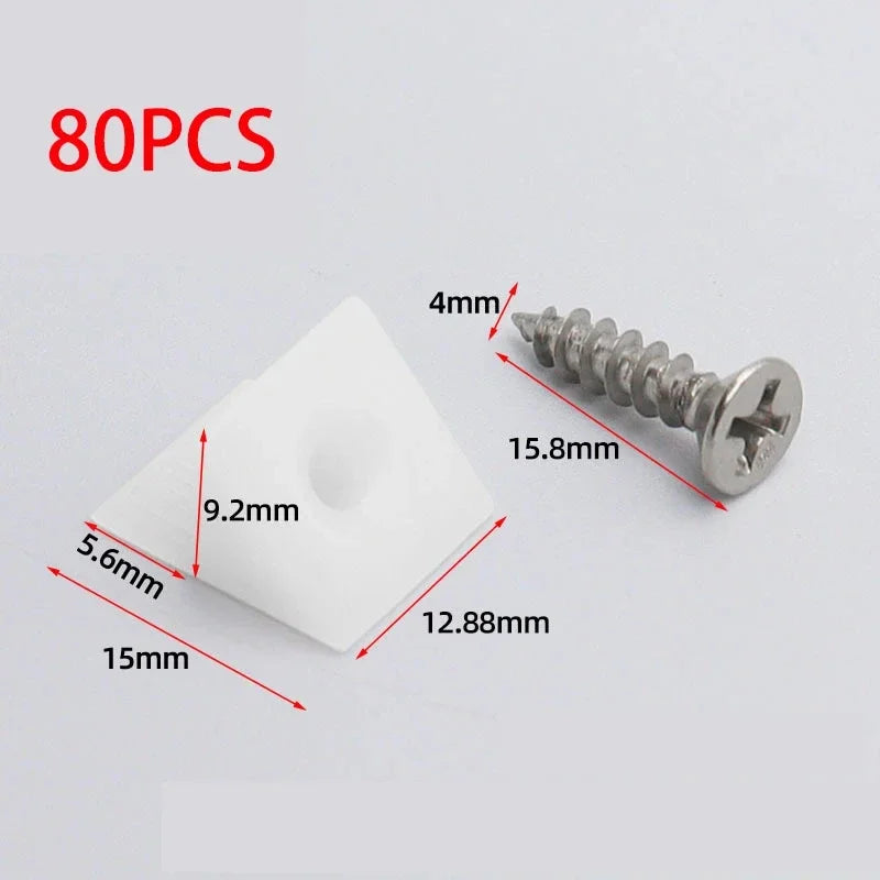 Kit 20/40/60/80 pz Cunei Fermacassetti con Viti - Supporti Plastica Riparazione