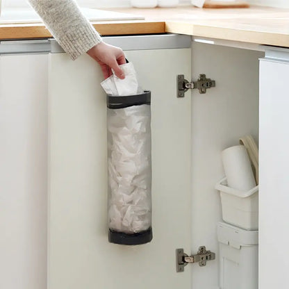 Dispenser sacchetti cucina da parete in rete grigio salvaspazio