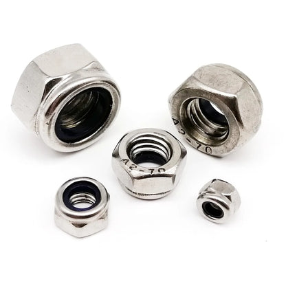 200pz Kit dadi nylock esagonali autobloccanti in nylon M2-M8