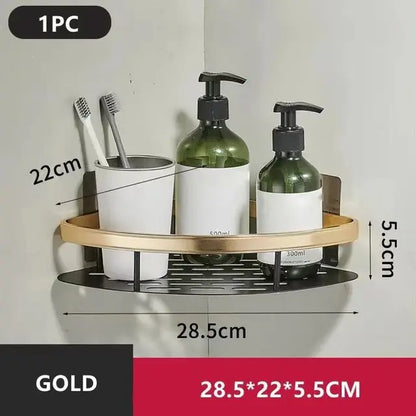 Mensola bagno angolare a parete senza forare in alluminio porta shampoo doccia