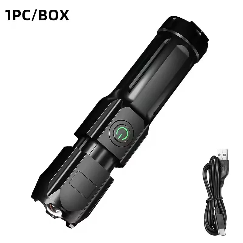 Torcia LED Ricaricabile USB Zoom Impermeabile Tascabile Faretto Camping Pesca