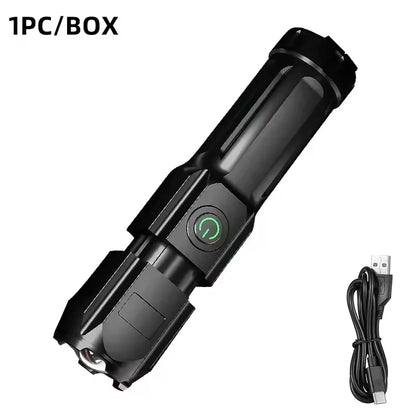 Torcia LED Ricaricabile USB Zoom Impermeabile Tascabile Faretto Camping Pesca