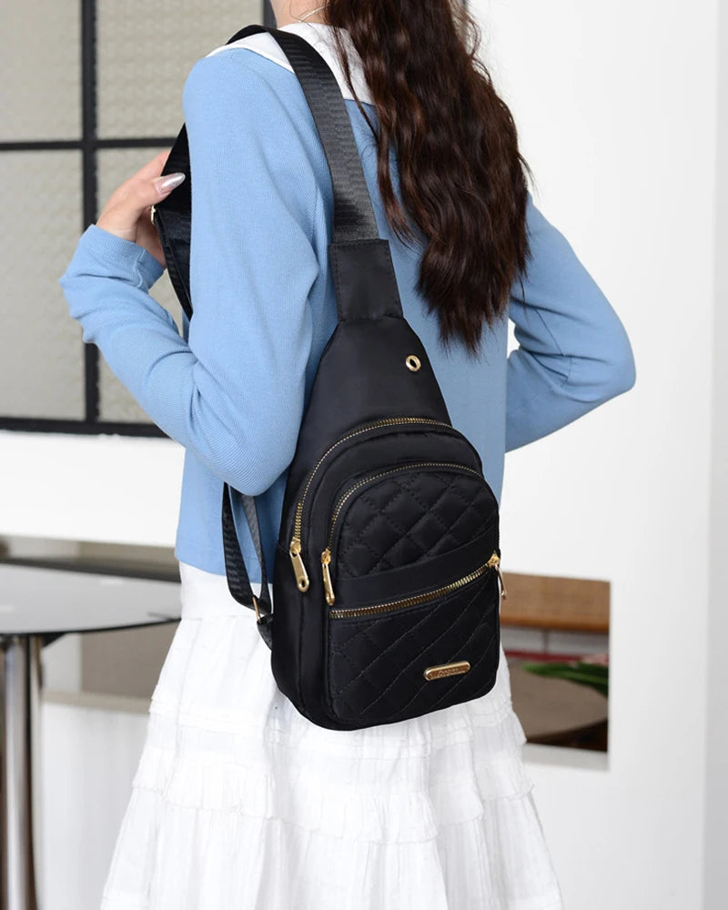 Borsa a tracolla petto donna grande capacità ricamata multitasche outdoor casual