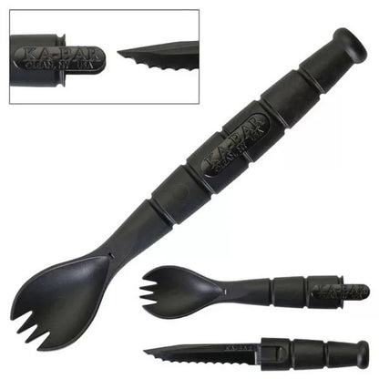 Set posate EDC mini tattico multifunzione coltello forchetta cucchiaio campeggio
