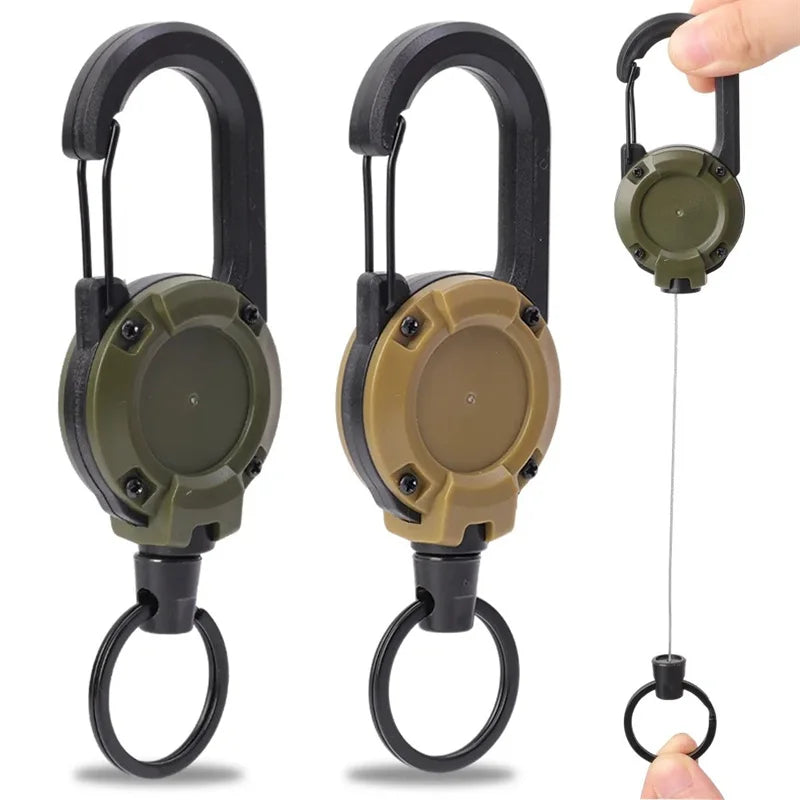 Porta badge retrattile robusto cavo acciaio antifurto clip portachiavi camping