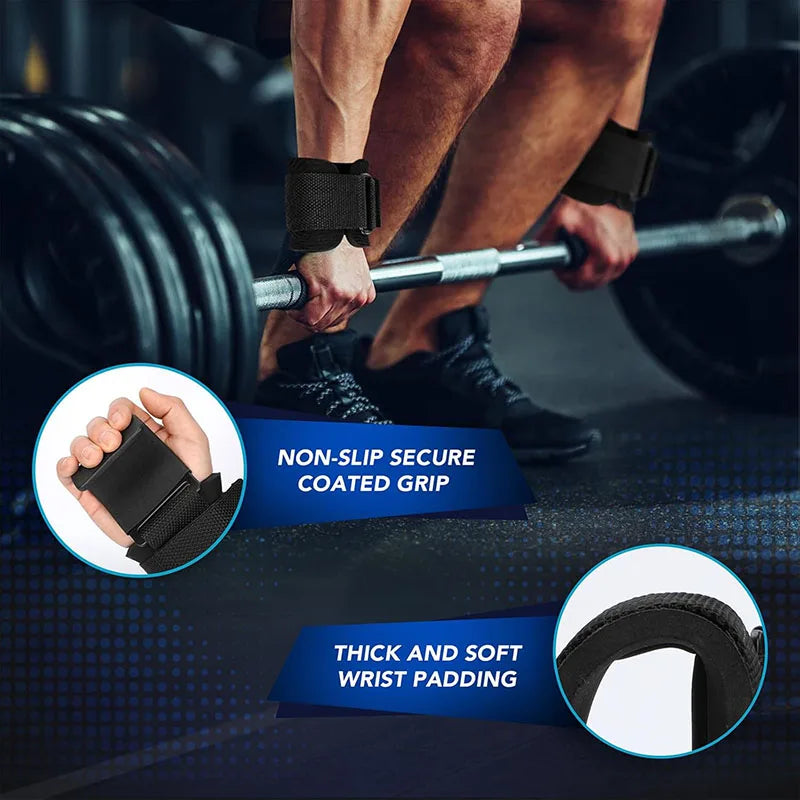 Coppia ganci per sollevamento con supporto polsi - palestra, trazioni, powerlift