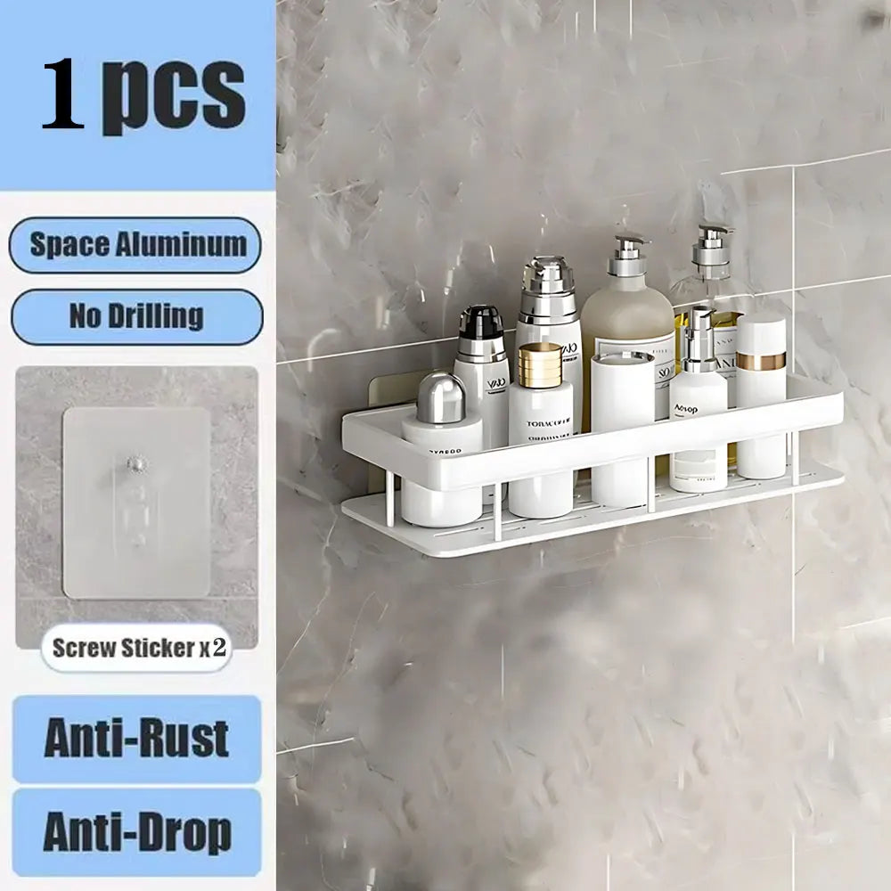 Mensola bagno angolare a parete senza forare in alluminio porta shampoo doccia