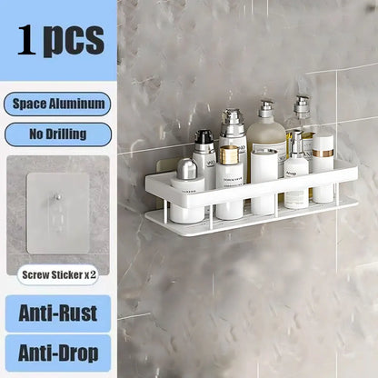 Mensola bagno angolare a parete senza forare in alluminio porta shampoo doccia