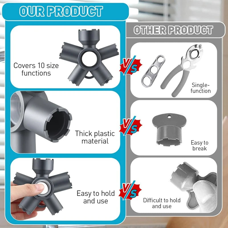 Estrattore Aeratore Rubinetto 10-in-1 Chiave Universale Multifunzione