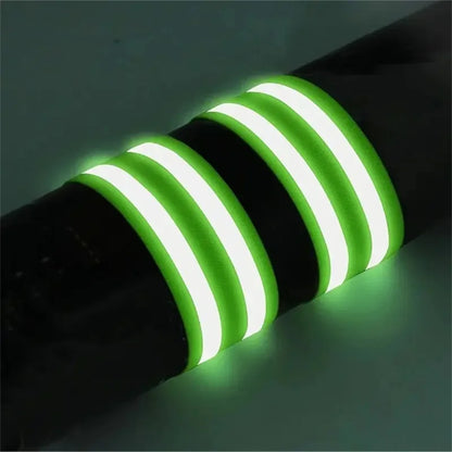 Set 4pz fasce riflettenti polso caviglia braccio gamba alta visibilità