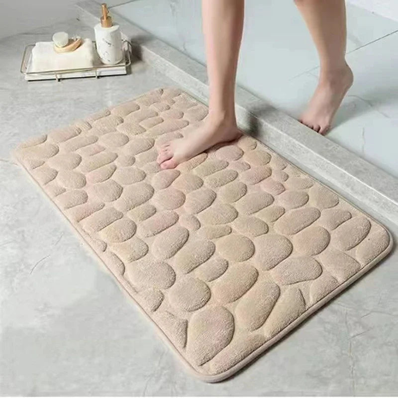 Tappetino bagno 3D antiscivolo effetto ciottoli - assorbente, lavabile