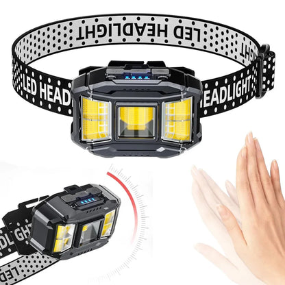 Lampada frontale ricaricabile 8 LED sensore movimento ultra luminosa campeggio