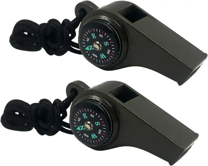 Fischietto emergenza 3-in-1 bussola termometro fischio potente cordino EDC