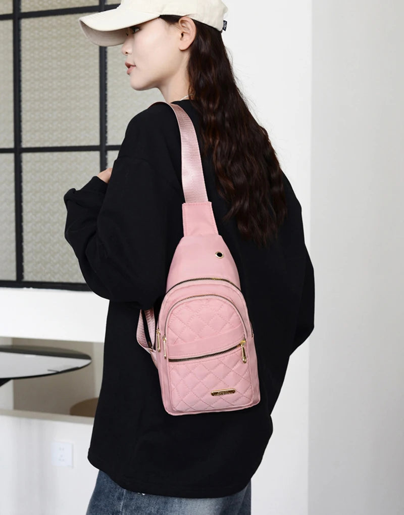 Borsa a tracolla petto donna grande capacità ricamata multitasche outdoor casual