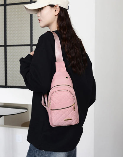 Borsa a tracolla petto donna grande capacità ricamata multitasche outdoor casual