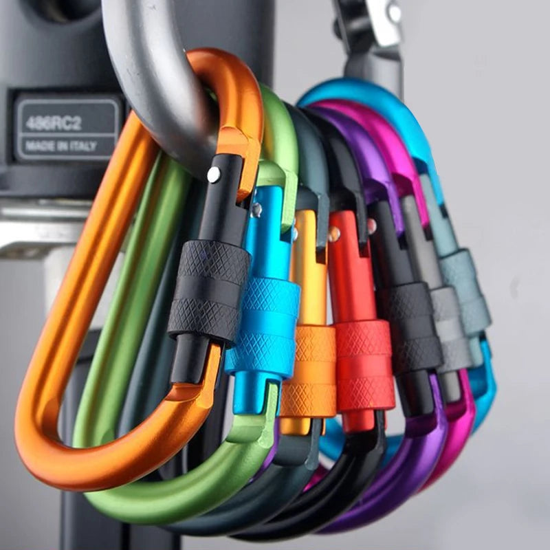 4x Moschettoni Alluminio 7,5mm Blocco a Vite - EDC Campeggio Portachiavi