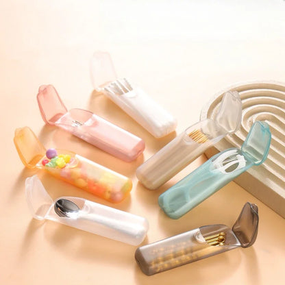 Dispenser filo interdentale tascabile con stuzzicadenti capsula multicolore