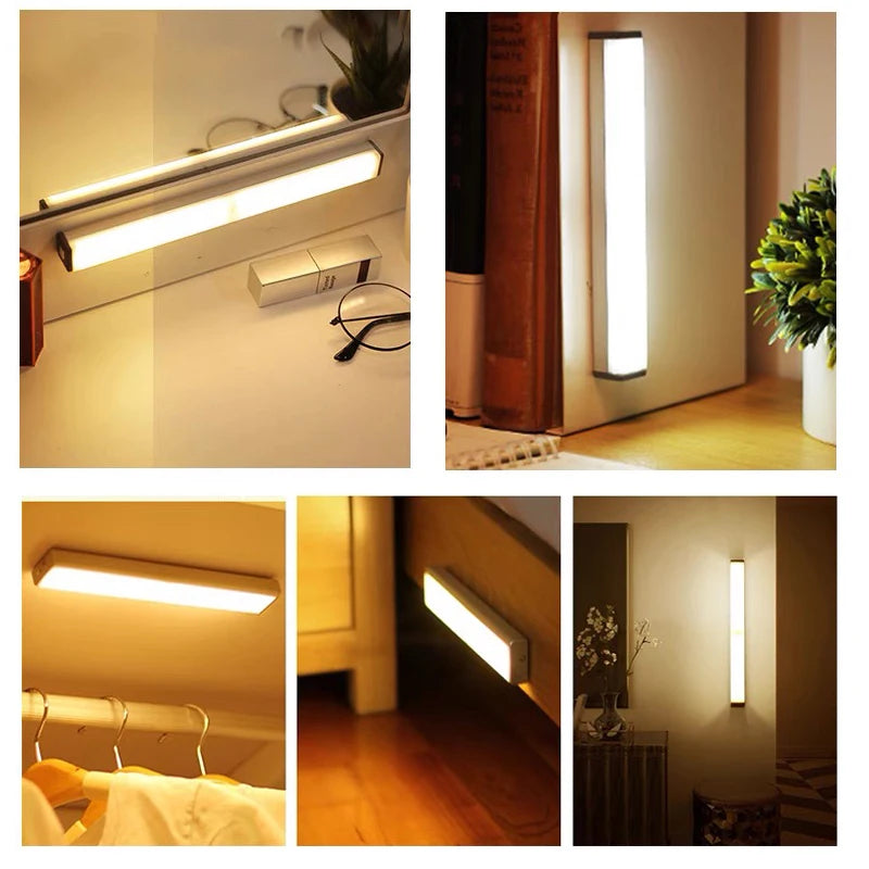 Lampada LED ricaricabile sensore movimento PIR USB per armadio cucina scale