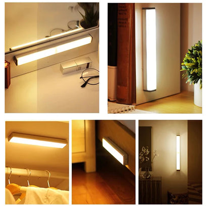 Lampada LED ricaricabile sensore movimento PIR USB per armadio cucina scale