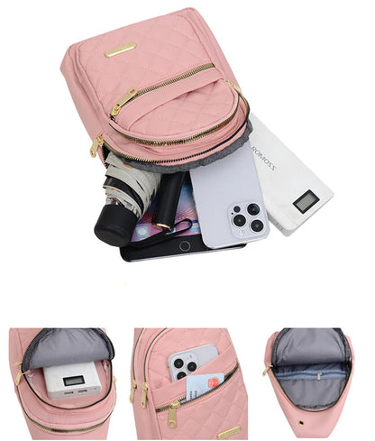 Borsa a tracolla petto donna grande capacità ricamata multitasche outdoor casual
