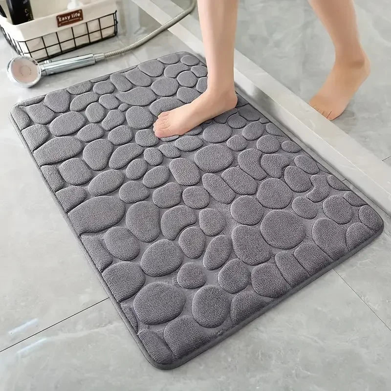 Tappetino bagno 3D antiscivolo effetto ciottoli - assorbente, lavabile