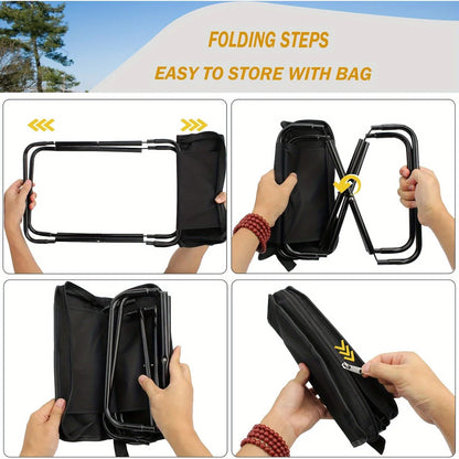 Sgabello pieghevole treppiede da campeggio portatile con borsa tracolla