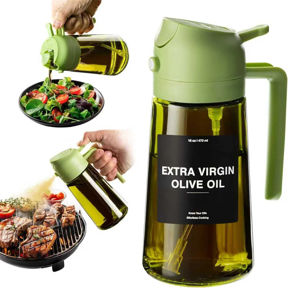 Olio spray 470ml Dispenser 2in1 Olio d'Oliva Bottiglia vetro con etichette
