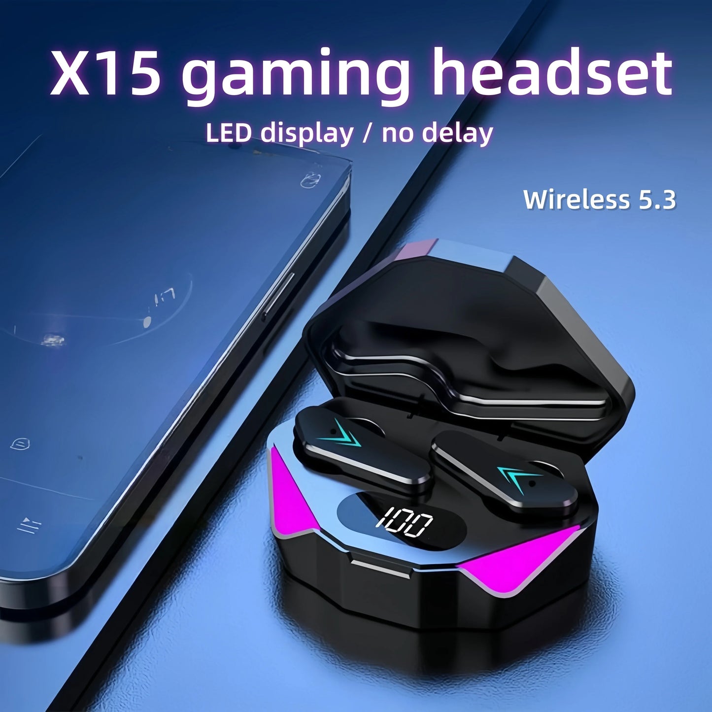 Auricolari Bluetooth TWS X15 - Cuffie Gaming con Display LED e Microfono