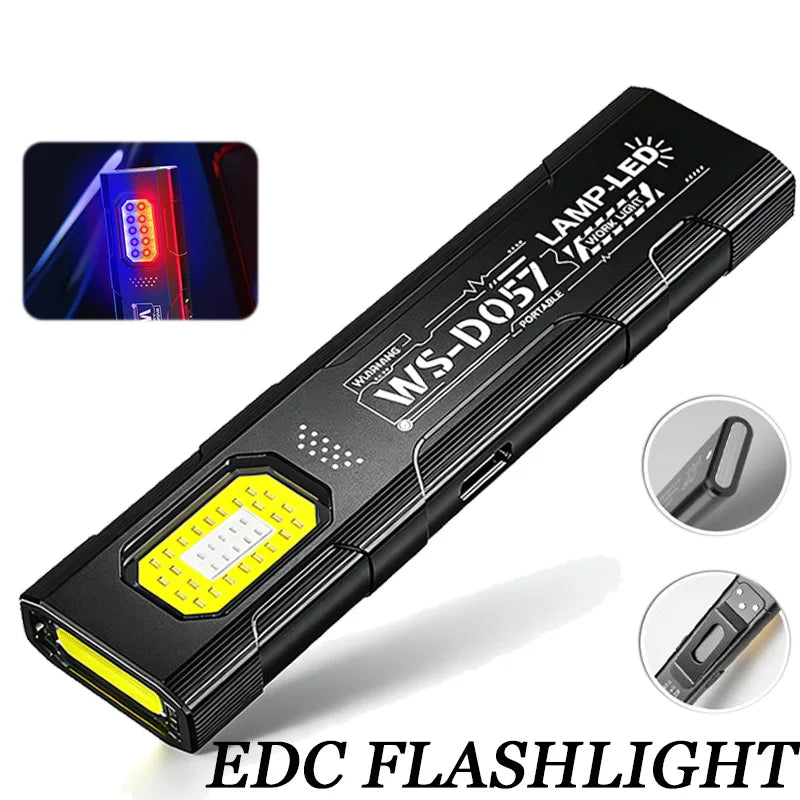 Mini Torcia LED COB Ricaricabile USB Portachiavi Impermeabile Tascabile