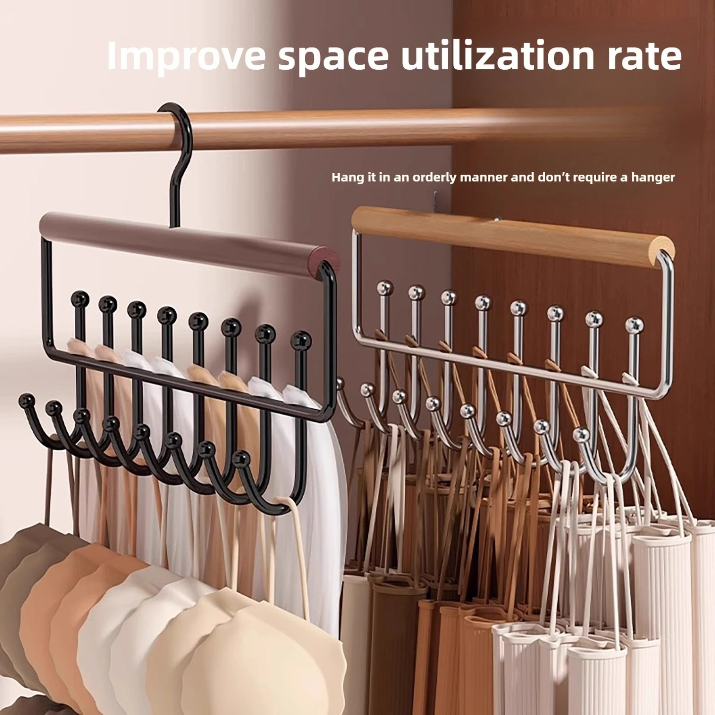 Appendino legno salvaspazio multifunzione per reggiseni e biancheria armadio