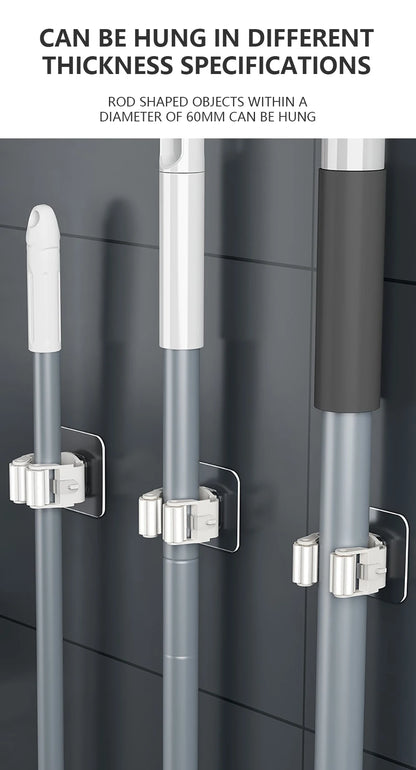Portascope autoadesivo senza forare - Porta scopa/mocio organizer cucina bagno