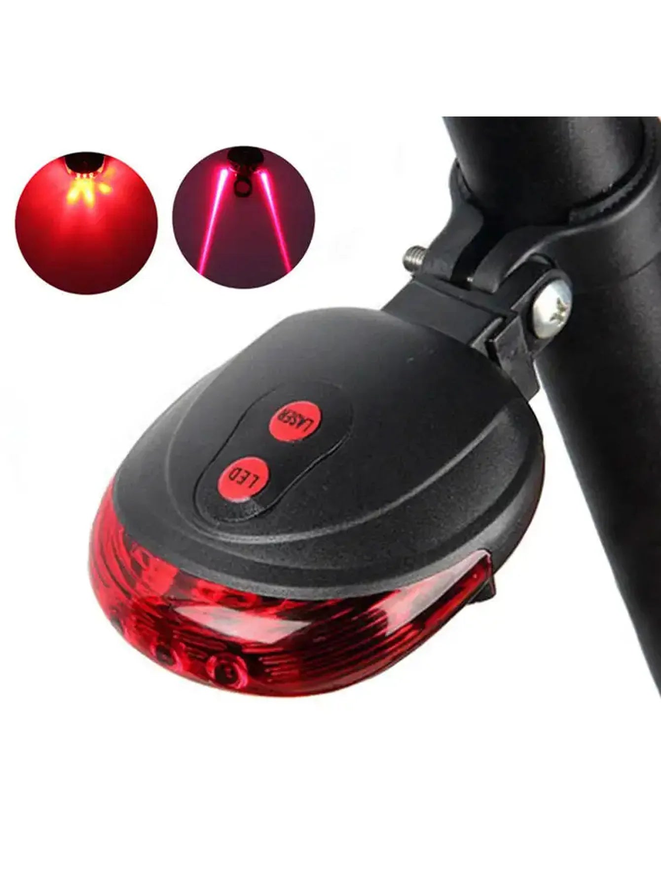 Luce posteriore bici 5 LED + Laser impermeabile sicurezza notte