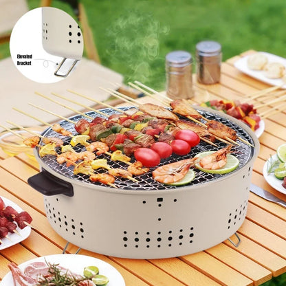 Barbecue portatile a carbone acciaio inox griglia antiaderente per campeggio