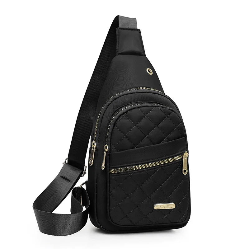 Borsa a tracolla petto donna grande capacità ricamata multitasche outdoor casual