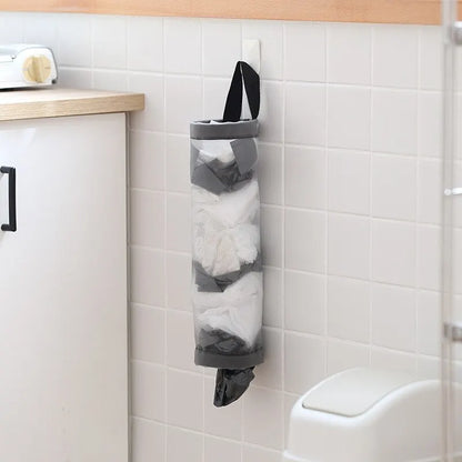Dispenser sacchetti cucina da parete in rete grigio salvaspazio