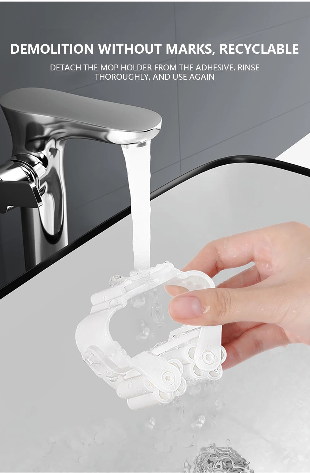 Portascope autoadesivo senza forare - Porta scopa/mocio organizer cucina bagno