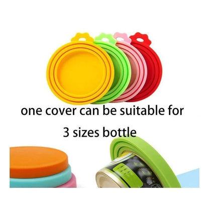 Set 3 Coperchi Silicone Riutilizzabili per Scatolette Cibo Gatto/Cane 6.5-8.5 cm